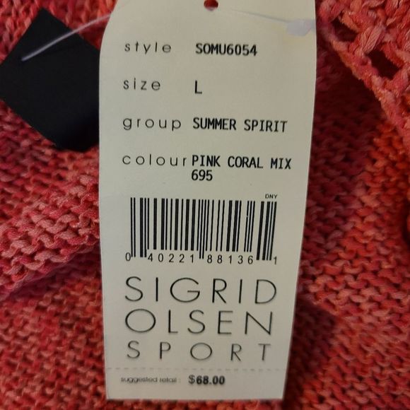 Sigrid Olsen Sport Pink Coral Mix Knitted Sleeveless Tank Womens L NWT - Picture 11 of 12